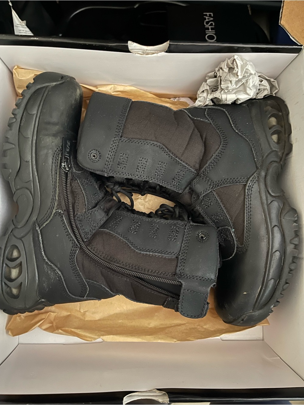 Black Tactical Zip-Up Boots - Work boot